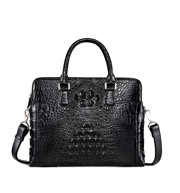 Whatna ワニ革 本革 ビジネス バッグメンズ 2way ショルダー 手提げバッグ 2室仕切 ペン挿し×2 クロコダイル革 ブリーフケース 15.6インチPC対応 旅行 出張 通勤 通学 就活 面接 バッグ かばん 男性用 G1100-1