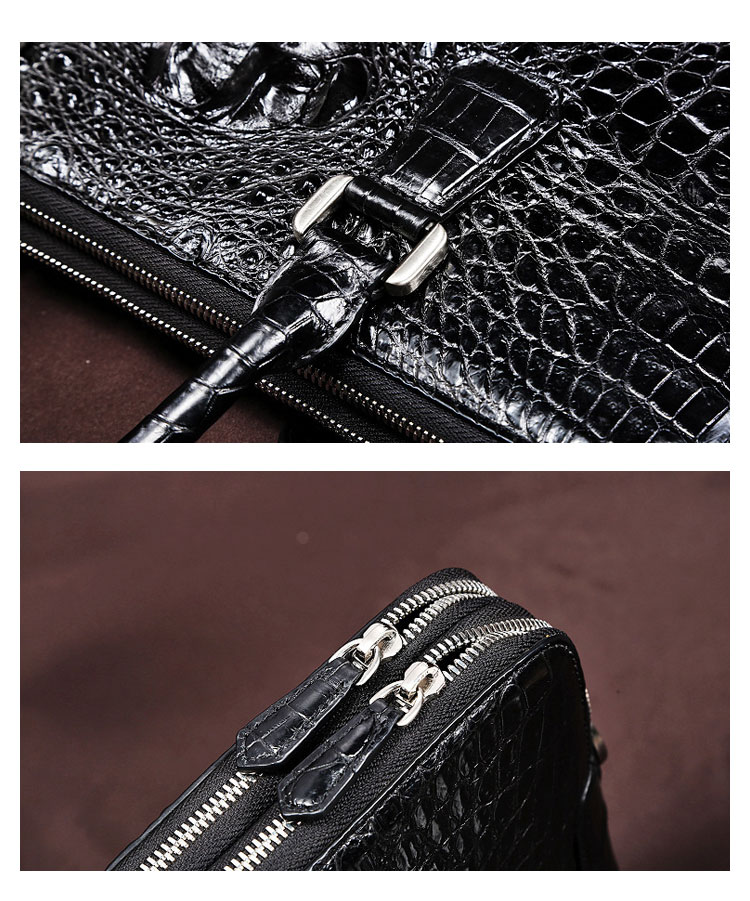 Whatna ワニ革 本革 ビジネス バッグメンズ 2way ショルダー 手提げバッグ 2室仕切 ペン挿し×2 クロコダイル革 ブリーフケース 15.6インチPC対応 旅行 出張 通勤 通学 就活 面接 バッグ かばん 男性用 G1100-8