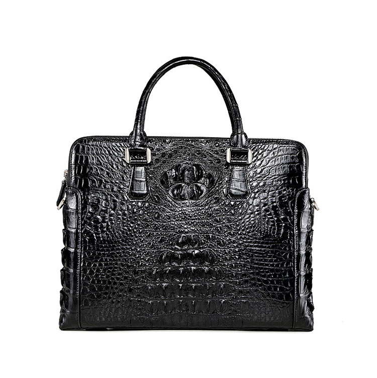 Whatna ワニ革 本革 ビジネス バッグメンズ 2way ショルダー 手提げバッグ 2室仕切 ペン挿し×2 クロコダイル革 ブリーフケース 15.6インチPC対応 旅行 出張 通勤 通学 就活 面接 バッグ かばん 男性用 G1100-2