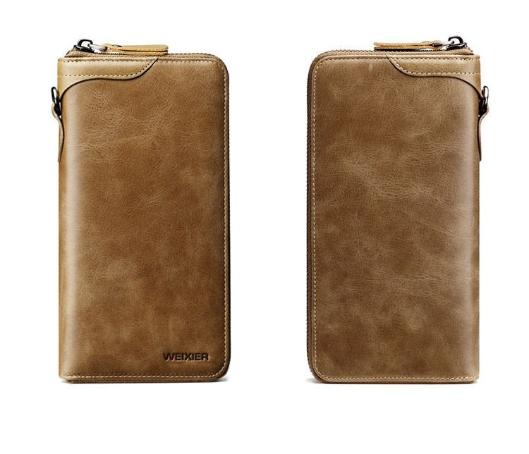 Whatna 牛革 ミニセカンドバッグ メンズ バッグ 長財布 カード入れ 小銭入れ 札入れ 14枚カード収納 SDカードスロット付き 本 革 小さめ クラッチバッグ 手持ちバッグ 男性用 紳士用 結婚式 冠婚葬祭 バッグ w99-3