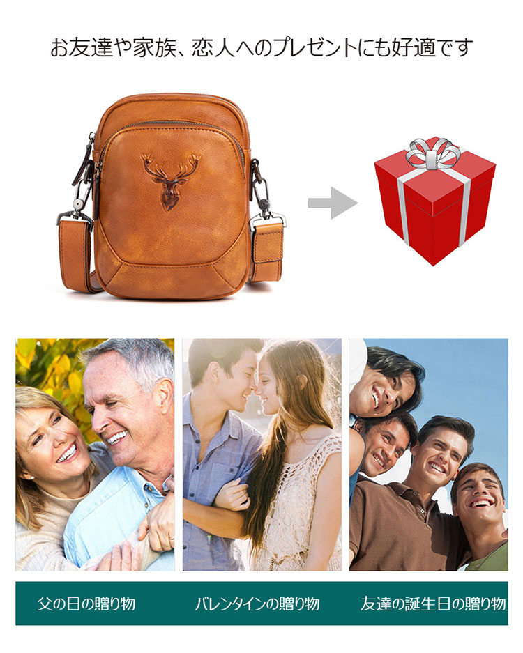 Whatna アンティーク風合い鞣し天 然 牛革 ショルダーバッグ メンズ 横型2way 斜めがけ ボディバッグ ワンショルダー バッグ 左右付け替え可能 ショルダーベルト付 本 革 肩掛けバック ボディ斜め掛け胸バッグ 自転車かばん プレゼント男性-9