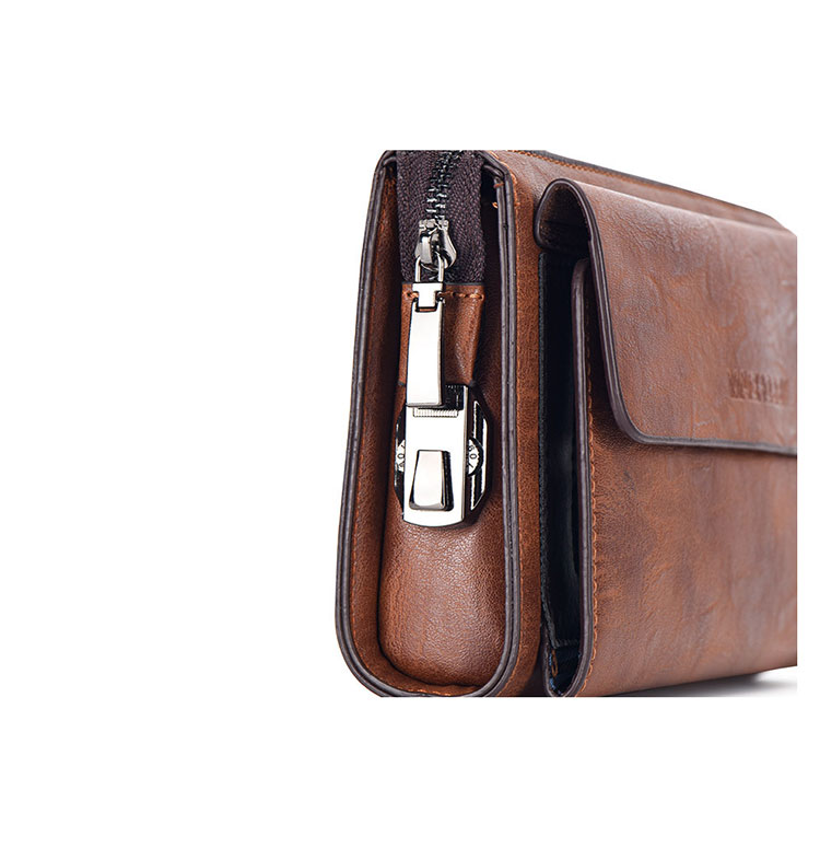 Whatna 2way 革 ミニセカンドバッグ メンズ クラッチ バッグ小さめ 長財布 カード入れ 小銭入れ 札入れ 10枚カード収納 ペンホルダー付き パスワードロックが付 手持ちバッグ 男性用 紳士用 結婚式 冠婚葬祭 バッグ-4