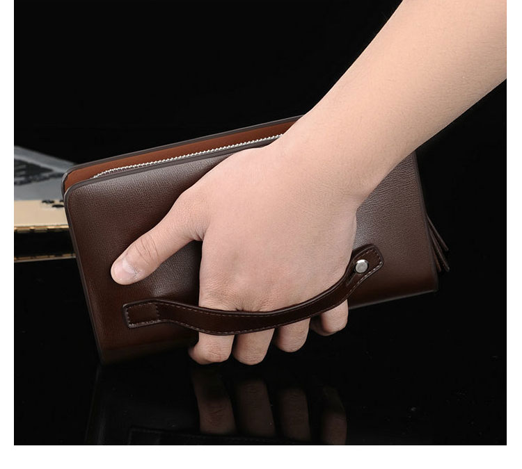 Whatna 革 ミニセカンドバッグ メンズ バッグ 長財布 カード入れ 小銭入れ 札入れ 8枚カード収納 2室仕切 小さめ クラッチバッグ 手持ちバッグ メンズ ポーチ 男性用 紳士用 結婚式 冠婚葬祭 バッグ-9