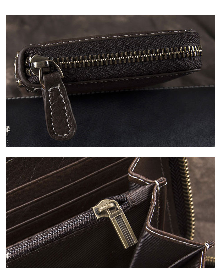 Whatna アンティーク風合い鞣し天 然 牛革 ミニセカンドバッグ メンズ バッグ 長財布 カード入れ 小銭入れ 札入れ 12枚カード収納 本 革 小さめ クラッチバッグ 手持ちバッグ 男性用 紳士用 結婚式 冠婚葬祭 バッグ-8