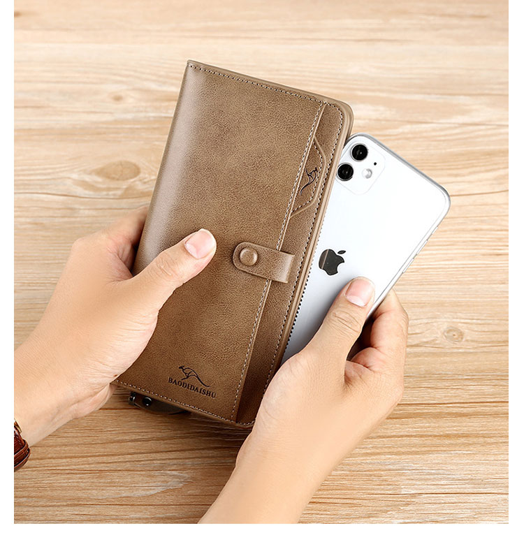 Whatna革 ミニセカンドバッグ メンズ バッグ 長財布 カード入れ 小銭入れ 札入れ RFID スキミング防止17枚カード収納ハンドストラップ付 小さめ クラッチバッグ 手持ちバッグポーチ 男性用 紳士用 結婚式 冠婚葬祭 バッグ-4