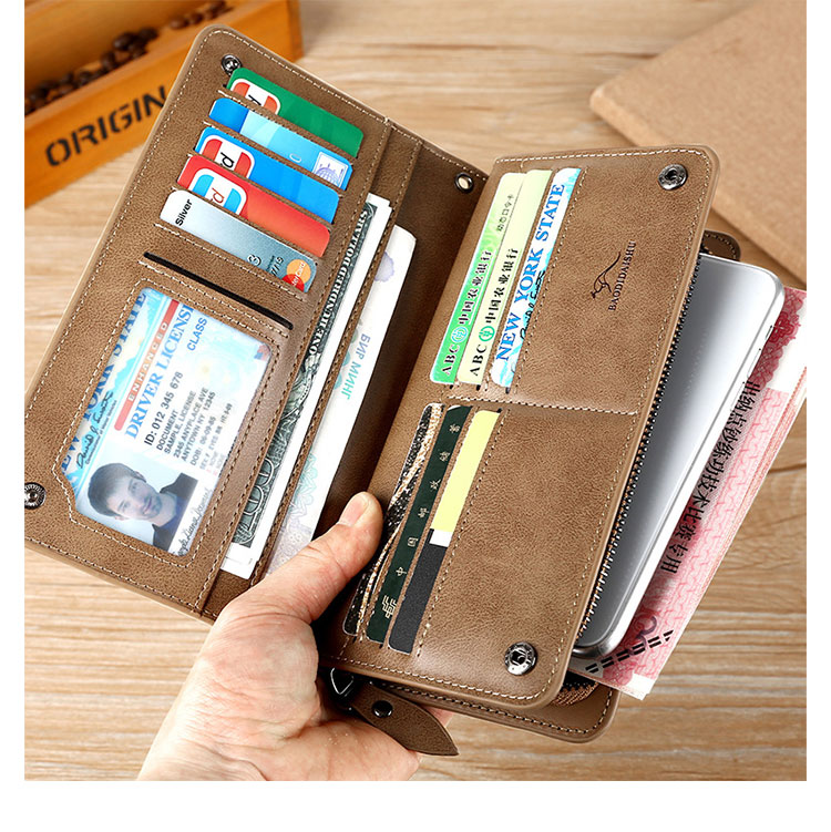 Whatna革 ミニセカンドバッグ メンズ バッグ 長財布 カード入れ 小銭入れ 札入れ RFID スキミング防止17枚カード収納ハンドストラップ付 小さめ クラッチバッグ 手持ちバッグポーチ 男性用 紳士用 結婚式 冠婚葬祭 バッグ-3