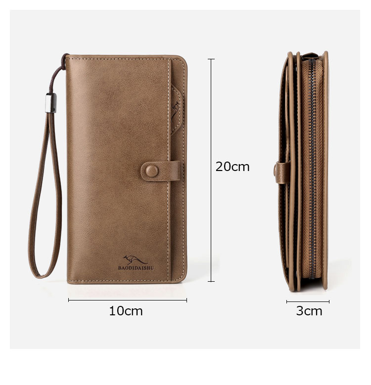 Whatna革 ミニセカンドバッグ メンズ バッグ 長財布 カード入れ 小銭入れ 札入れ RFID スキミング防止17枚カード収納ハンドストラップ付 小さめ クラッチバッグ 手持ちバッグポーチ 男性用 紳士用 結婚式 冠婚葬祭 バッグ-1