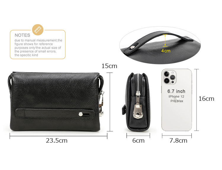 Whatna 天然 牛革 セカンドバッグ メンズ バッグ クラッチ バッグ 小さい パスワードロックボタン付 カード6枚収納可 厚手 本 革 レザー 結婚式 バッグ フォーマル ビジネス 冠婚葬祭 バッグ 男性用 紳士用 (MC1026)-3