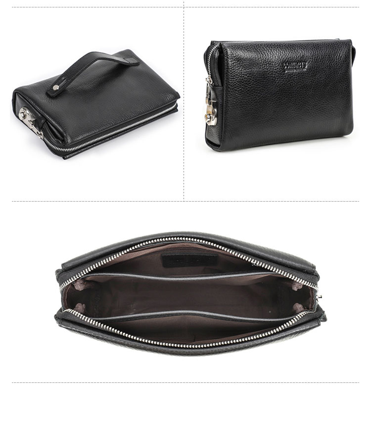 Whatna 天然 牛革 セカンドバッグ メンズ バッグ クラッチ バッグ 小さい パスワードロックボタン付 カード6枚収納可 厚手 本 革 レザー 結婚式 バッグ フォーマル ビジネス 冠婚葬祭 バッグ 男性用 紳士用 (MC1026)-2