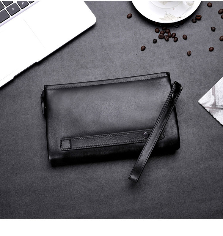 Whatna 牛革 ミニセカンドバッグ メンズ バッグ 長財布 カード入れ 小銭入れ 札入れ 6枚カード収納 2室仕切 本 革 小さめ クラッチバッグ 手持ちバッグ 男性用 紳士用 結婚式 冠婚葬祭 バッグ w6053-3