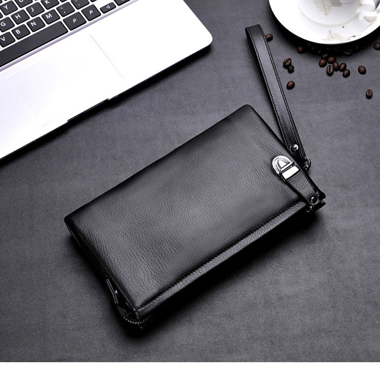 Whatna 牛革 ミニセカンドバッグ メンズ バッグ 長財布 カード入れ 小銭入れ 札入れ 6枚カード収納 2室仕切 本 革 小さめ クラッチバッグ 手持ちバッグ 男性用 紳士用 結婚式 冠婚葬祭 バッグ w6053-1