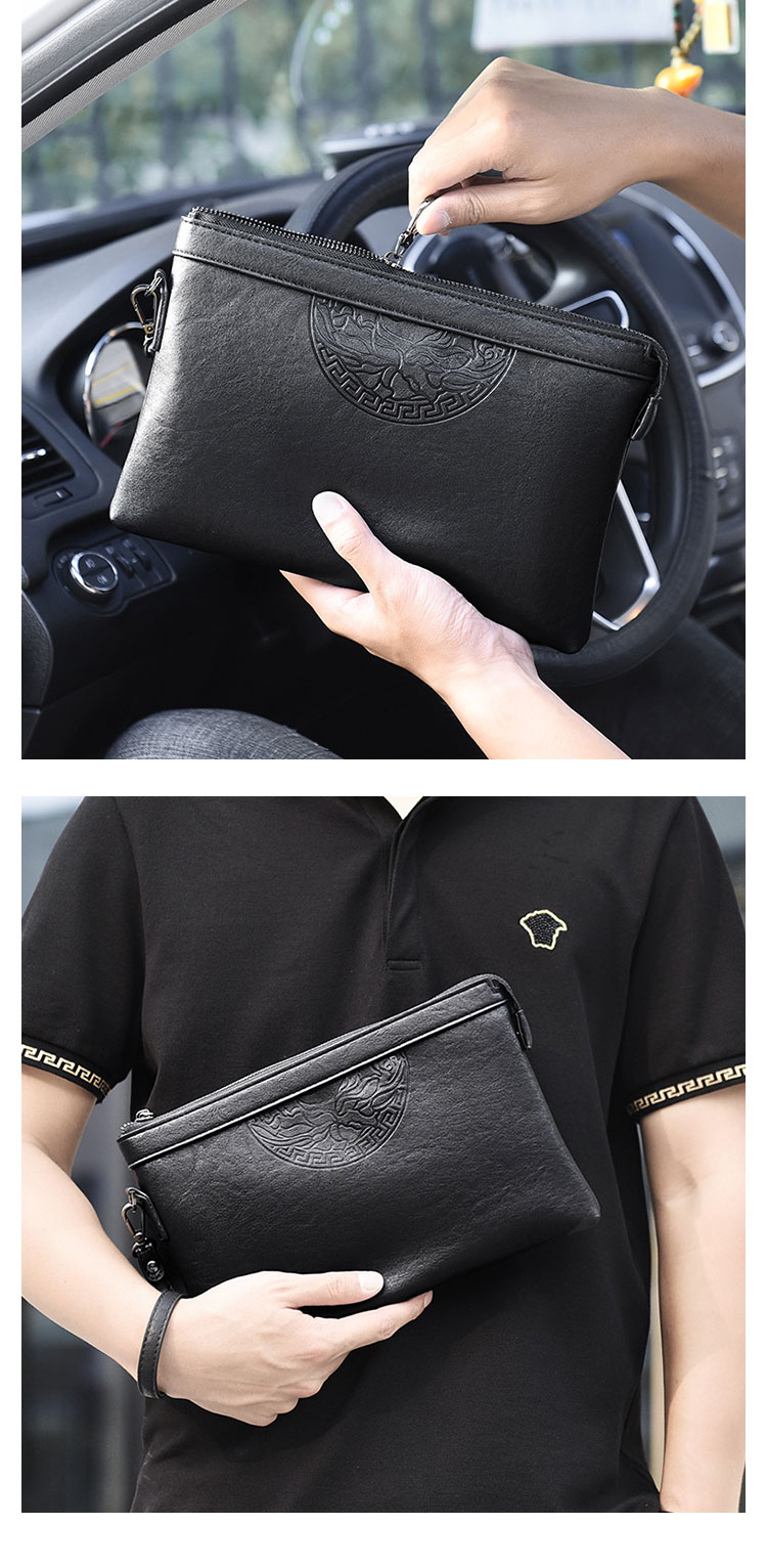 Whatna 2way 天然 牛革 セカンドバッグ メンズ バッグ クラッチ バッグ 本革 厚手 レザー B5カード6 枚収納可 小銭入れ 札入れ手持ちバッグ 結婚式 バッグ フォーマル ビジネス 冠婚葬祭 バッグ 男性用 紳士用 黒 HB0130-8