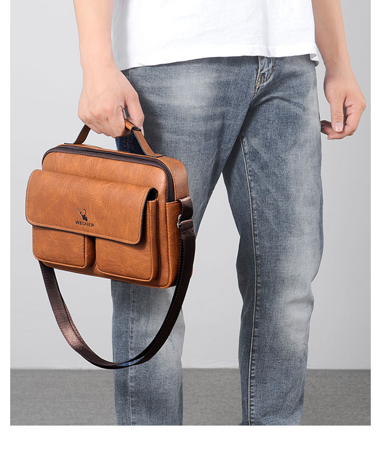 Whatna 革 ショルダーバッグ メンズ 2way 斜め掛け ボディバッグ 胸バッグ 手提げバッグ セカンドバッグ 手持げバッグ 横型Ipad 10.5収納可 カジュアル フォーマル ビジネス 通学 通勤 肩掛けバッグ 自転車かばん プレゼント男性D241-8