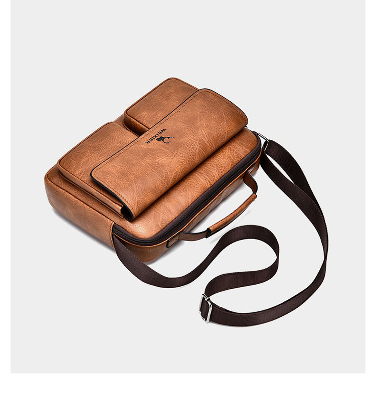 Whatna 革 ショルダーバッグ メンズ 2way 斜め掛け ボディバッグ 胸バッグ 手提げバッグ セカンドバッグ 手持げバッグ 横型Ipad 10.5収納可 カジュアル フォーマル ビジネス 通学 通勤 肩掛けバッグ 自転車かばん プレゼント男性D241-4