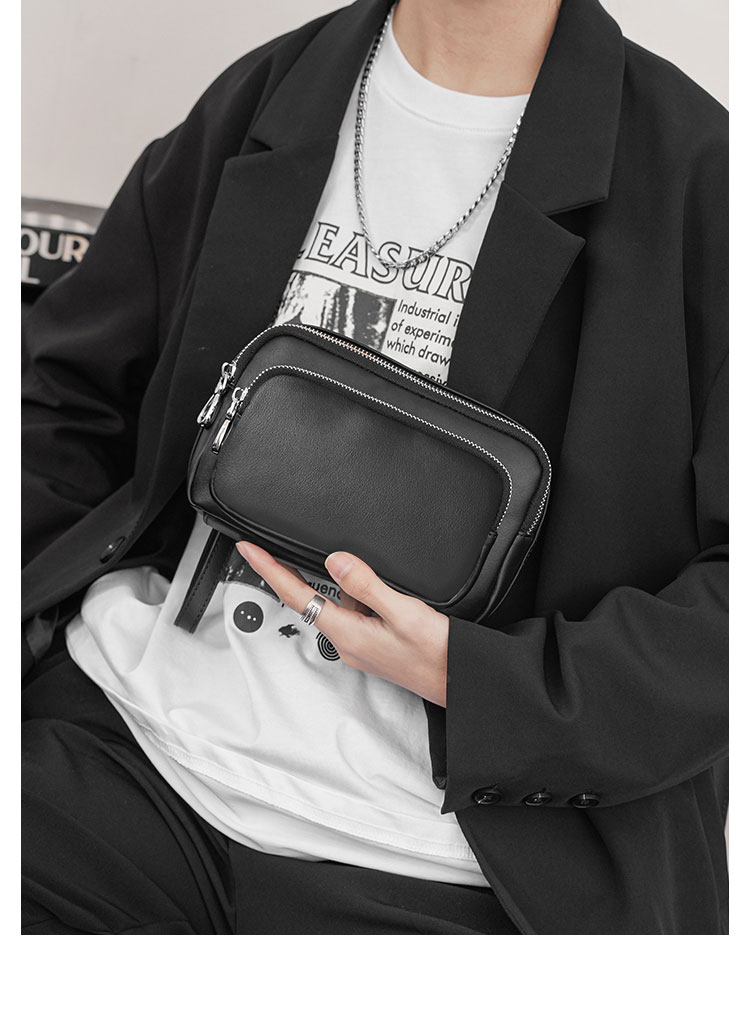 Whatna 厚手PUレザー ミニ セカンド バッグ メンズ 3way クラッチ ショルダーバッグ 肩掛けバッグ 小さい ショルダーベルト付 ハンドストラップ付 本革 結婚式 バッグ ビジネス フォーマル 冠婚葬祭 バッグ紳士用 男性用 黒 L4018-13