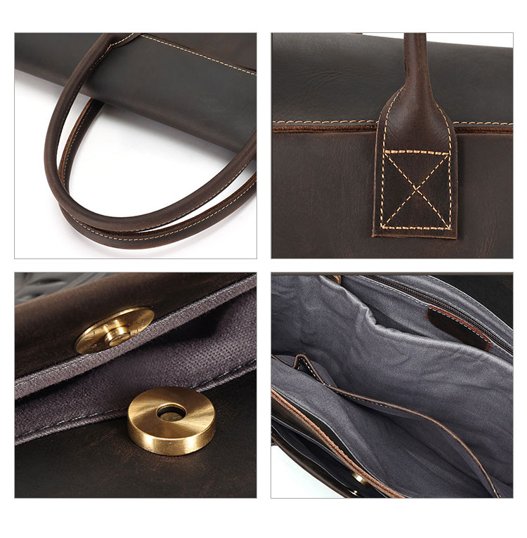 Whatna 牛革 ビジネス バッグメンズ 手提げバッグ 本 革 ブリーフケース 大容量 16インチPC対応 2室仕切 2本ペンホルダー付き 旅行 出張 通勤 通学 就活 面接 バッグ かばん 男性用 6633-5