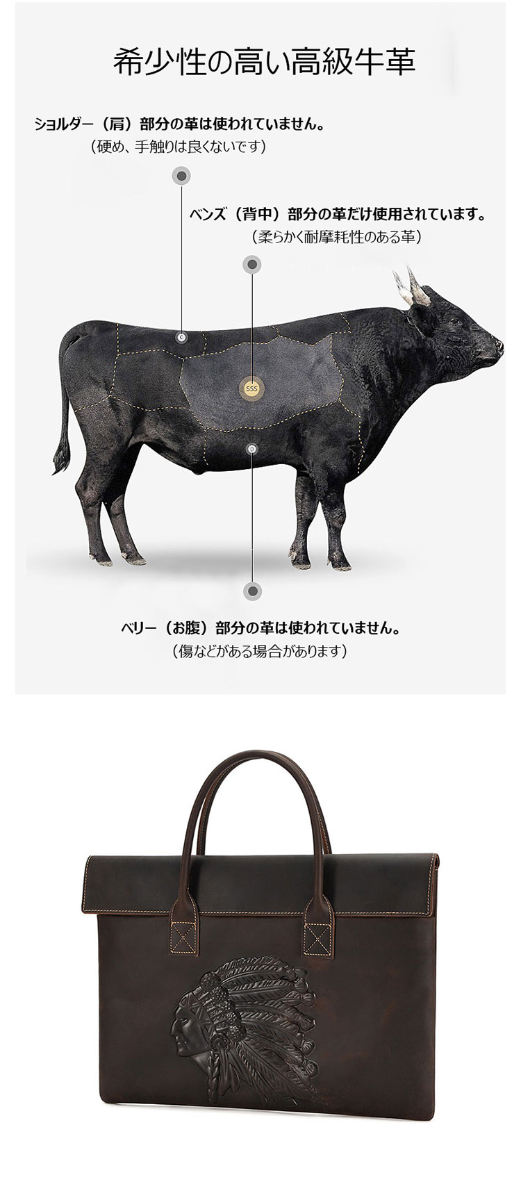 Whatna 牛革 ビジネス バッグメンズ 手提げバッグ 本 革 ブリーフケース 大容量 16インチPC対応 2室仕切 2本ペンホルダー付き 旅行 出張 通勤 通学 就活 面接 バッグ かばん 男性用 6633-4