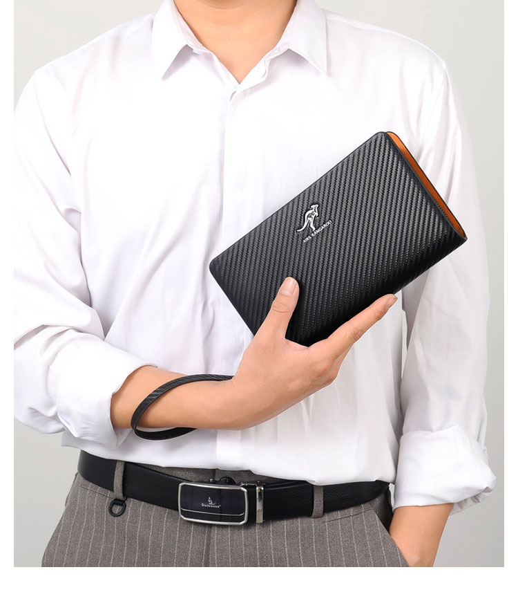 Whatna 革 ミニセカンドバッグ メンズ バッグ 長財布 カード入れ 小銭入れ 札入れ ダブルファスナー13枚カード収納 2室仕切 小さめ クラッチバッグ 手持ちバッグ メンズ ポーチ 男性用 紳士用 結婚式 冠婚葬祭 バッグ 1288-9
