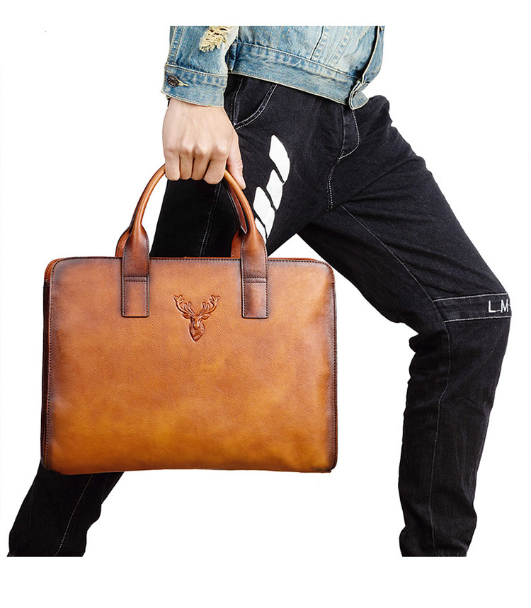 Whatna アンティーク風合い鞣し天 然 牛革 ビジネスバッグメンズ 2way ショルダー 手提げバッグ ブリーフケース2室仕切 15.6インチPC対応 旅行 出張 通勤 通学 就活 面接 バッグ かばん 男性用13719-9