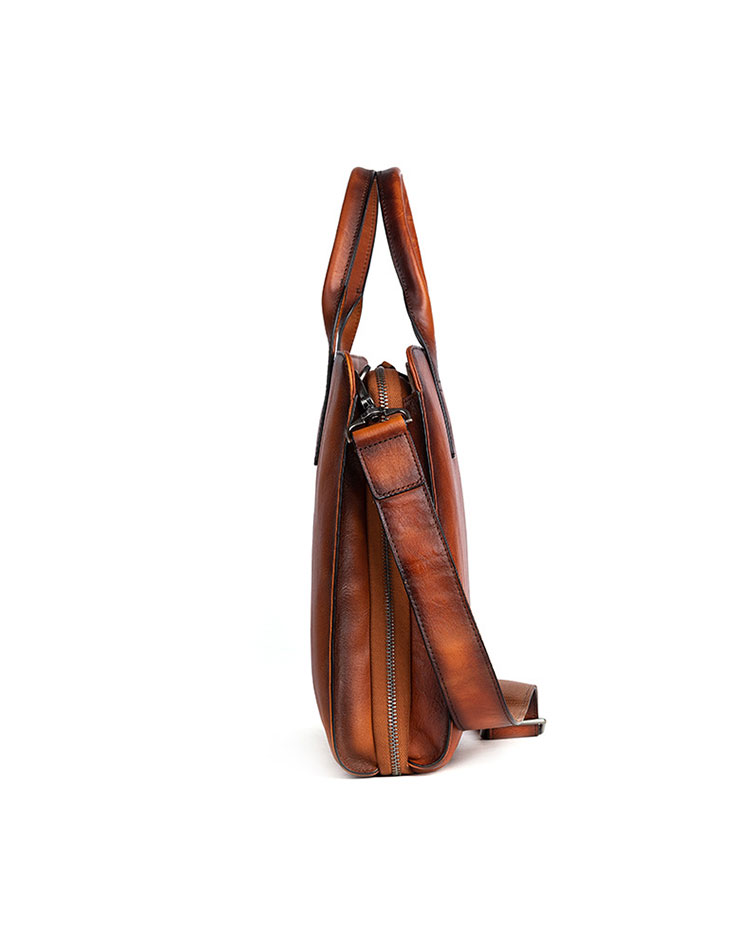 Whatna アンティーク風合い鞣し天 然 牛革 ビジネスバッグメンズ 2way ショルダー 手提げバッグ ブリーフケース2室仕切 15.6インチPC対応 旅行 出張 通勤 通学 就活 面接 バッグ かばん 男性用13719-3