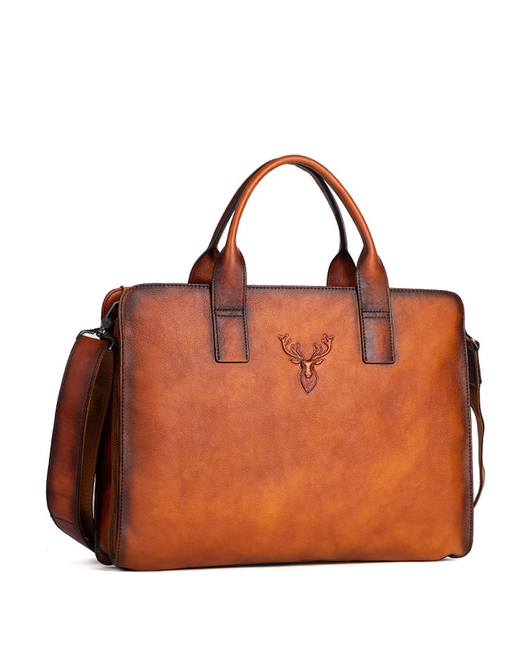 Whatna アンティーク風合い鞣し天 然 牛革 ビジネスバッグメンズ 2way ショルダー 手提げバッグ ブリーフケース2室仕切 15.6インチPC対応 旅行 出張 通勤 通学 就活 面接 バッグ かばん 男性用13719-1