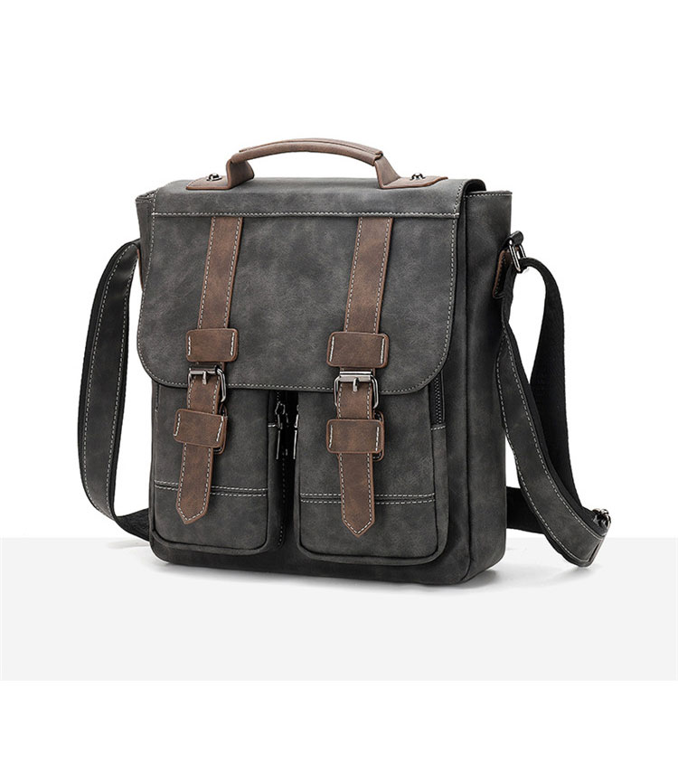 Whatna 革 ショルダーバッグ メンズ 2way 斜め掛け 手提げバッグ セカンドバッグ A4サイズ Ipad12収納可 縦型 小さめ メッセンジャーバッグ 通学 通勤 肩掛け バッグ 自転車かばん プレゼント男性 D3229-2