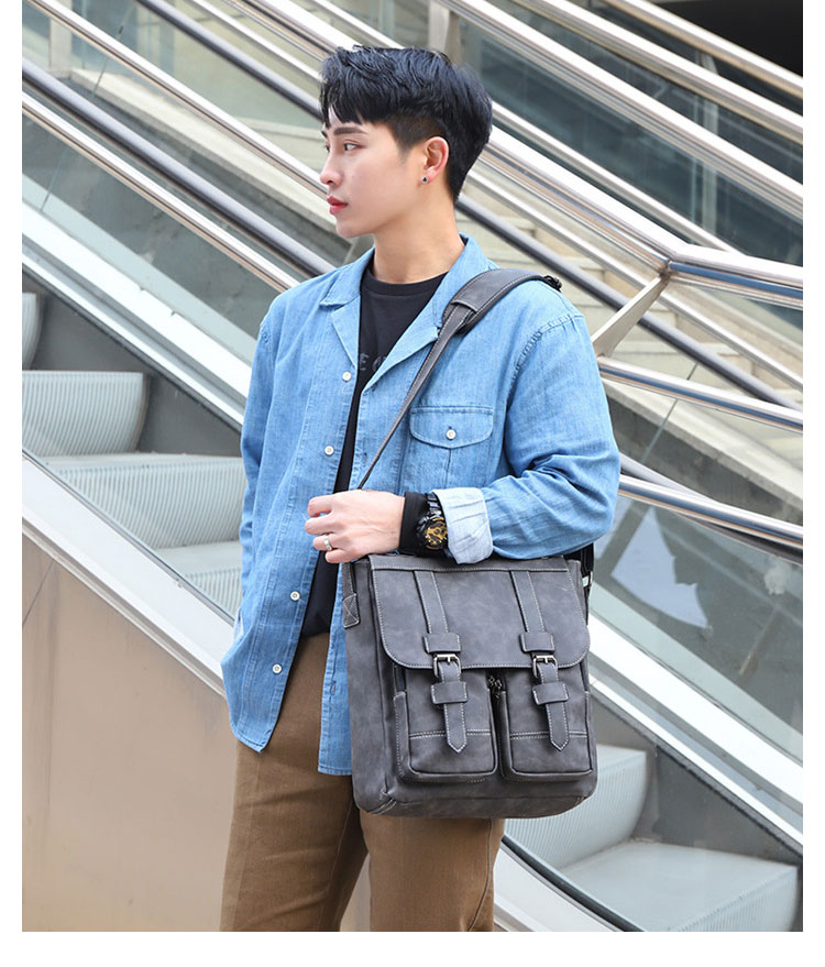 Whatna 革 ショルダーバッグ メンズ 2way 斜め掛け 手提げバッグ セカンドバッグ A4サイズ Ipad12収納可 縦型 小さめ メッセンジャーバッグ 通学 通勤 肩掛け バッグ 自転車かばん プレゼント男性 D3229-8