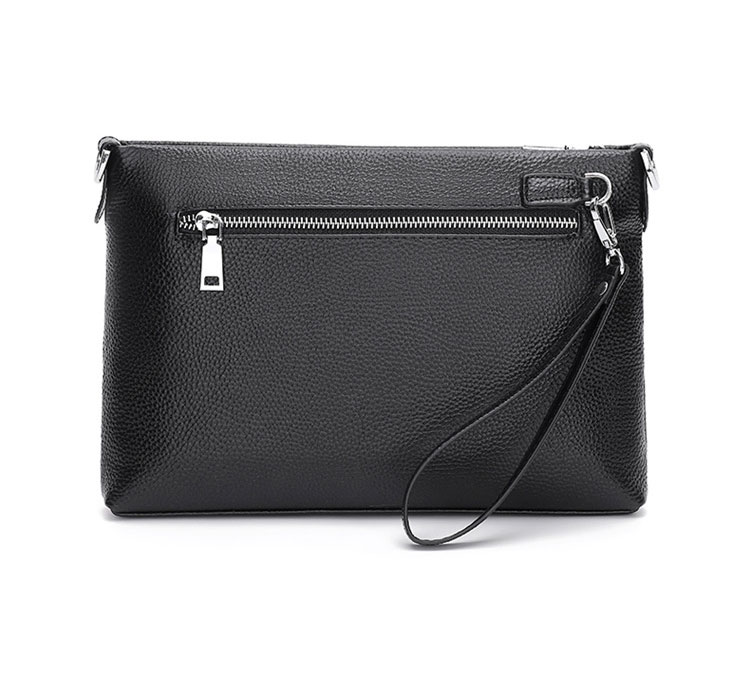 Whatna 天然 牛革 セカンド バッグ メンズ 3way クラッチ ショルダーバッグ 肩掛けバッグ 大さい ショルダーベルト付 ハンドストラップ付 カード6枚収納可 カード入 小銭入れ本革 結婚式 バッグ ビジネス フォーマル 冠婚葬祭 バッグ紳士用 男性用 黒-2