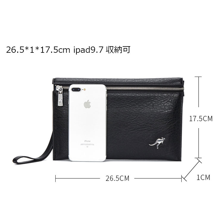 Whatna 3way 革 セカンドバッグ メンズ バッグ クラッチ バッグ 薄め3室仕切 厚手 レザー B5カード12 枚収納可 小銭入れ 札入れ 手持ちバッグ 結婚式 バッグ フォーマル ビジネス 冠婚葬祭 バッグ 男性用 紳士用 黒-4