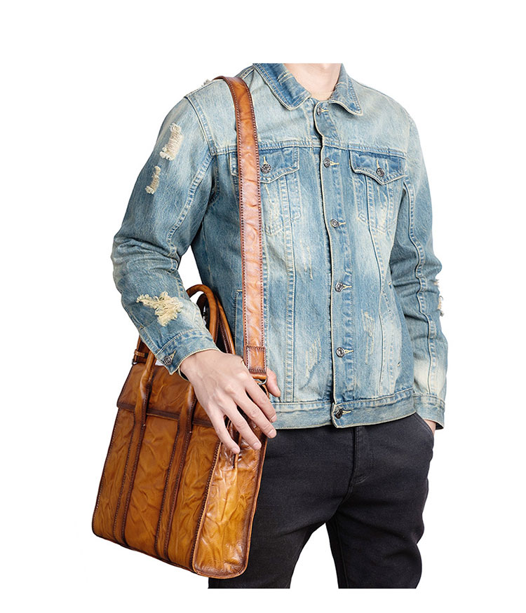 Whatna アンティーク風合い鞣し天 然 牛革 ビジネスバッグメンズ 2way ショルダー 手提げバッグブリーフケース2室仕切 15.6インチPC対応 旅行 出張 通勤 通学 就活 面接 バッグ かばん 男性用13746-7