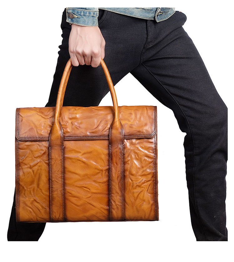 Whatna アンティーク風合い鞣し天 然 牛革 ビジネスバッグメンズ 2way ショルダー 手提げバッグブリーフケース2室仕切 15.6インチPC対応 旅行 出張 通勤 通学 就活 面接 バッグ かばん 男性用13746-8