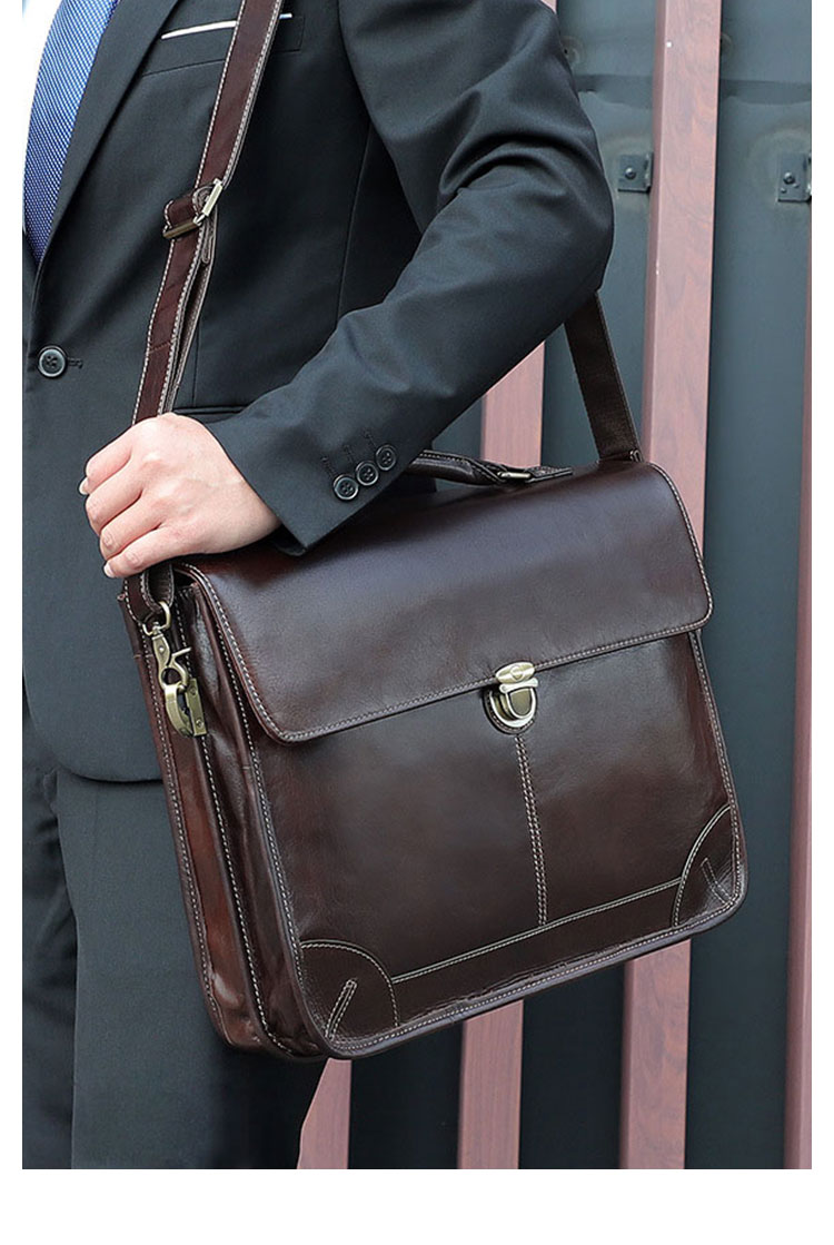 Whatna 天然 牛革 ビジネスバッグ メンズ 2WAY 手提げ・ショルダーバッグ 天 然 本革2室仕切 15.6インチpc収納可 ペン挿し×4付大容量 旅行 出張用 通勤 通学 就活 面接 バッグ かばん 男性用 ブラウン （7091）-6