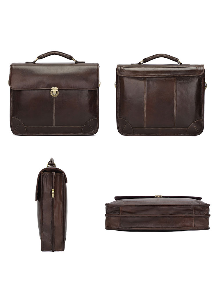 Whatna 天然 牛革 ビジネスバッグ メンズ 2WAY 手提げ・ショルダーバッグ 天 然 本革2室仕切 15.6インチpc収納可 ペン挿し×4付大容量 旅行 出張用 通勤 通学 就活 面接 バッグ かばん 男性用 ブラウン （7091）-1