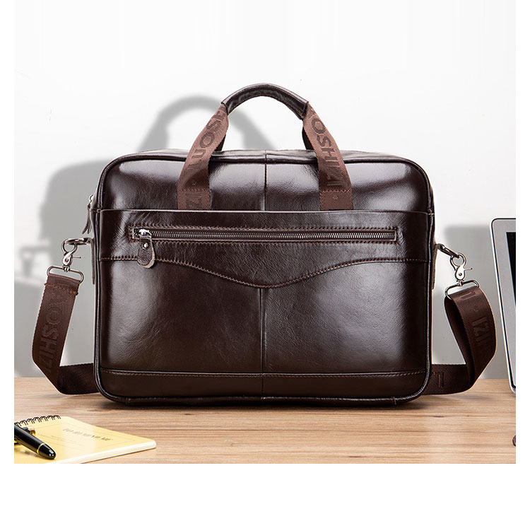 Whatna 牛革 ショルダーバッグ メンズ 2way 斜め掛け 手提げバッグ ビジネス バッグ セカンドバッグ 手持げバッグ A4  15.6インチPC収納可 横型 カジュアル フォーマル ビジネス 通学 通勤 肩掛け バッグ 自転車かばん プレゼント男性 91504-1