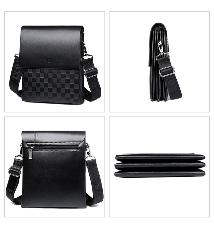 Whatna 革 フラップ ショルダーバッグ メンズ 3室仕切 盗難防止 ipad 9.7 収納可 縦型 メンズ ビジネスかばん斜めがけ 小さめメッセンジャーバッグ 斜め掛け通学通勤バッグ 肩掛けバッグ 紳士用 男性用-2