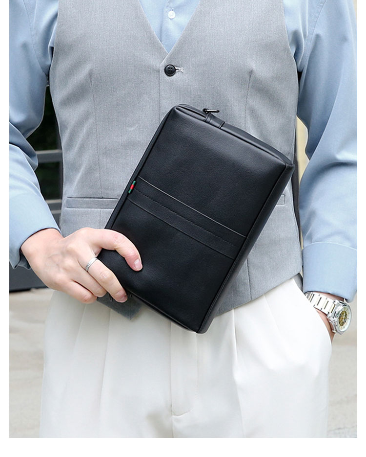 Whatna 天然 牛革 セカンド バッグ メンズ 3way クラッチ ショルダー 肩掛けバッグ 胸バッグ 手提げバッグ 小さい カード6枚収納可 ショルダーベルト付 ハンドストラップ付 本 革 結婚式 バッグ ビジネス フォーマル 冠婚葬祭 バッグ 黒 98382-10