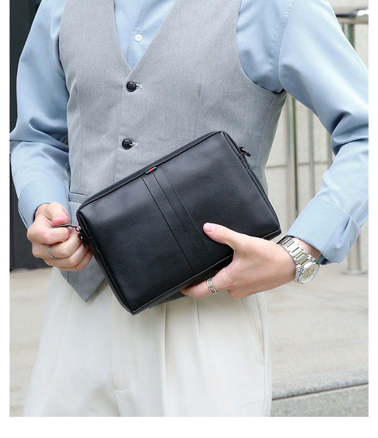 Whatna 天然 牛革 セカンド バッグ メンズ 3way クラッチ ショルダー 肩掛けバッグ 胸バッグ 手提げバッグ 小さい カード6枚収納可 ショルダーベルト付 ハンドストラップ付 本 革 結婚式 バッグ ビジネス フォーマル 冠婚葬祭 バッグ 黒 98382-11