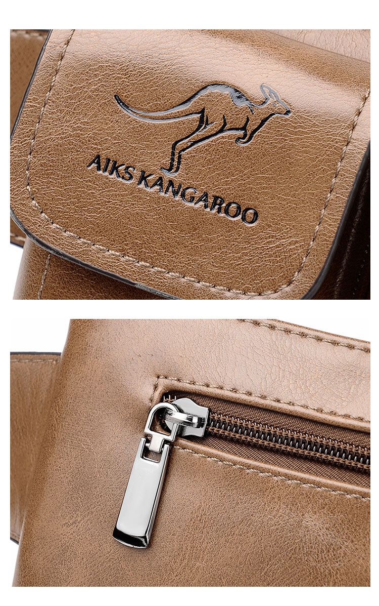 Whatna 革ミニウエストポーチ ウエストバッグ メンズ ミニショルダーバッグ イヤホン穴付き 男女兼用 斜めがけ ボディバッグ ワンショルダー 軽量 ブラウン 6905-4