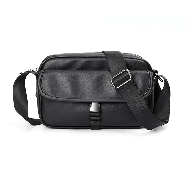 Whatna ミニショルダーバッグ メンズ ポシェット 肩掛けバッグ 横型 ショルダーミニポーチ 革 軽量 小型 人気型 耐久性 小さめメッセンジャーバッグ斜め掛け ビジネス 通学 通勤鞄 軽量 実用 自転車 バッグ かばん男性用 黒-1