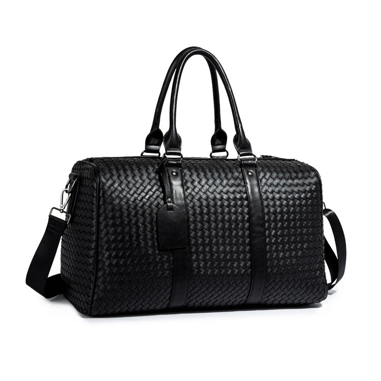 Whatna 手作り編み込み革 ビジネスバッグ メンズ 2way 手提げバッグ ショルダーバッグ  A4 16インチpc 収納可 本革 ビジネス 通勤 通学 斜めがけ バッグ ワンショルダーバッグ自転車 かばん男性用 黒（1901-C063）-1