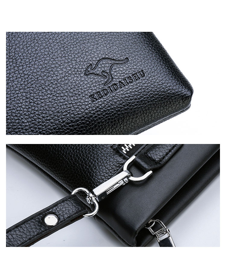 Whatna 2way 革 セカンドバッグ メンズ バッグ クラッチ バッグ 厚手 レザー B5小銭入れ札入れカード6 枚収納可 手持ちバッグ 結婚式 バッグ フォーマル ビジネス 冠婚葬祭 バッグ 男性用 紳士用 黒-4