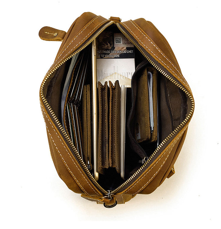 Whatna 天然 牛革 ミニセカンド バッグ メンズ 3way ミニ クラッチ ショルダーバッグ 肩掛けバッグ 小さい カード6枚収納可ショルダーベルト付 ハンドストラップ付 本革 結婚式 バッグ ビジネス フォーマル 冠婚葬祭 バッグ紳士用 男性用-8