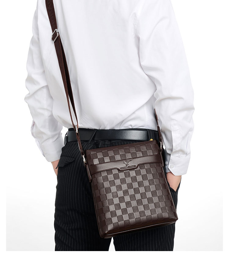 Whatna 厚手 レザー ショルダーバッグ メンズ メッセンジャーバッグ 縦型 小さめビジネスバッグ 本 革ipad9.7収納可 通勤 通学 斜めがけバッグ オシャレ な シンプル な 軽量 実用 自転車 かばん男性用8825#-6