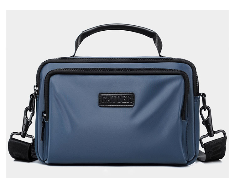 Whatna ミニショルダーバッグ メンズ 2way 斜め掛け 手提げバッグ セカンドバッグ 手持げバッグ2室仕切 ショルダーベルト付 レザー Ipad mini収納可 カジュアル フォーマル ビジネス 通学 通勤 肩掛けバッグ 自転車かばん プレゼント男性 青 黒3755-1