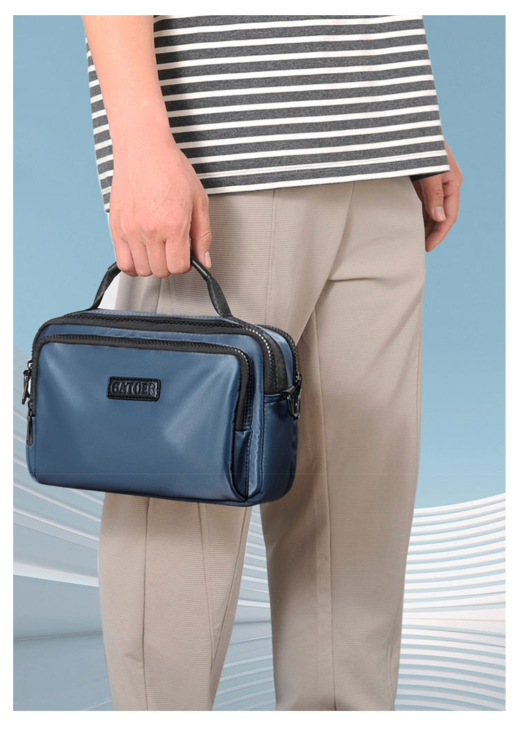 Whatna ミニショルダーバッグ メンズ 2way 斜め掛け 手提げバッグ セカンドバッグ 手持げバッグ2室仕切 ショルダーベルト付 レザー Ipad mini収納可 カジュアル フォーマル ビジネス 通学 通勤 肩掛けバッグ 自転車かばん プレゼント男性 青 黒3755-10