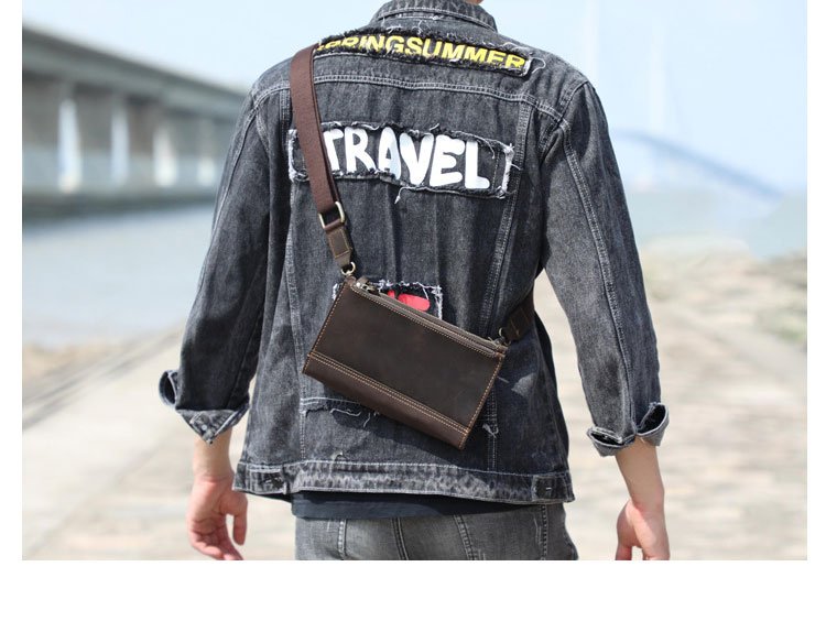 Whatna 天然 牛革 ミニセカンド バッグ メンズ 3way ミニ クラッチ ショルダーバッグ 肩掛けバッグ 小さい ショルダーベルト付 ハンドストラップ付 3室仕切 本革 結婚式 バッグ ビジネス フォーマル 冠婚葬祭 バッグ紳士用 男性用2016-10