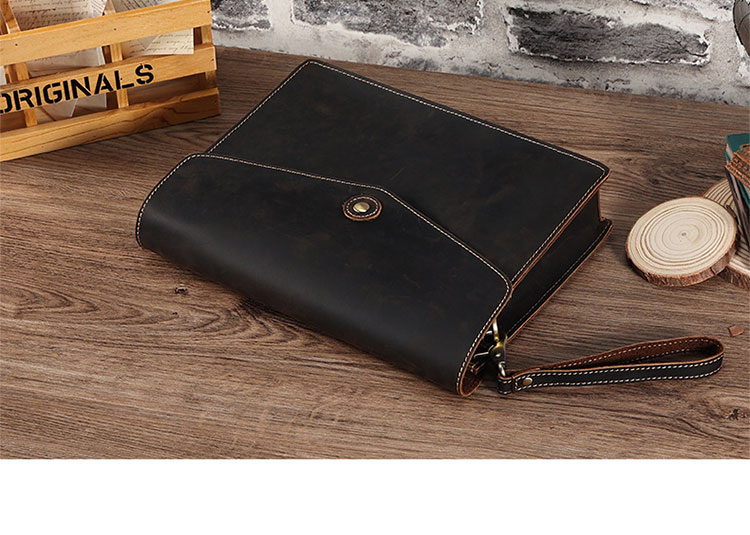 Whatna 天然 牛革 セカンド バッグ メンズ 3way クラッチ ショルダー 肩掛け バッグ 手持ちバッグ 大さい A4 2本入ペンホルダー付 ショルダーベルト付 ハンドストラップ付 本革 結婚式 バッグ ビジネス フォーマル 冠婚葬祭 バッグ-3