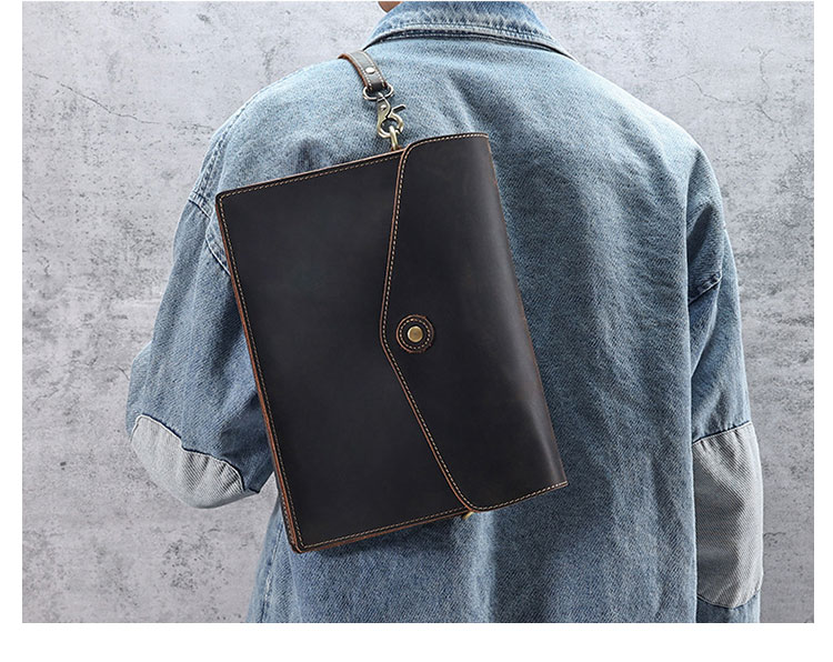 Whatna 天然 牛革 セカンド バッグ メンズ 3way クラッチ ショルダー 肩掛け バッグ 手持ちバッグ 大さい A4 2本入ペンホルダー付 ショルダーベルト付 ハンドストラップ付 本革 結婚式 バッグ ビジネス フォーマル 冠婚葬祭 バッグ-10