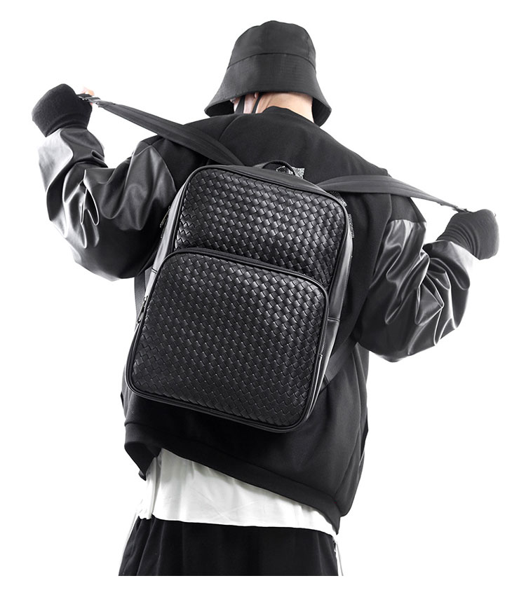 Whatna手作り編み込み 革ビジネスバッグメンズ バッグ 手提げ・リュックの2WAY厚手 本革レザー A4 15.6インチpc収納可 大容量 盗難防止 旅行 出張用 通勤 通学 就活 面接 バッグ かばん 男性用 黒4095-12