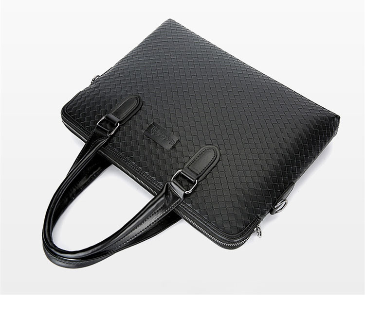 Whatna 手作り編み込み革 ビジネスバッグ メンズ 2way 手提げバッグ ショルダーバッグ A4 15.6インチpc 収納可 本革 ビジネス 通勤 通学 斜めがけ バッグ ワンショルダーバッグ自転車 かばん男性用 黒(3368-1)-4